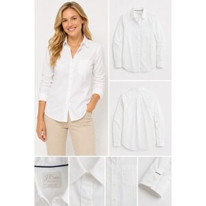 J.Crew Womens White Classic Fit‎ Cotton Button Down Shirt Size 2 Re-Imagined